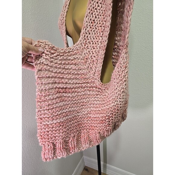 Boho Fairy Oversized Handmade Hand Knit Sweater Vest Womens 2X Pink Hippie Comfy - Picture 3 of 6
